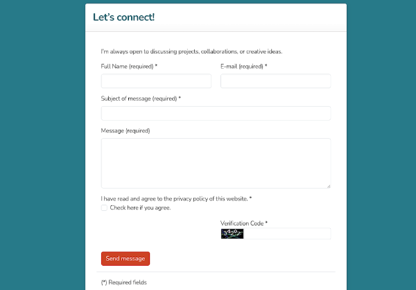 Form before image Before: How the contact me form looked and behaved before